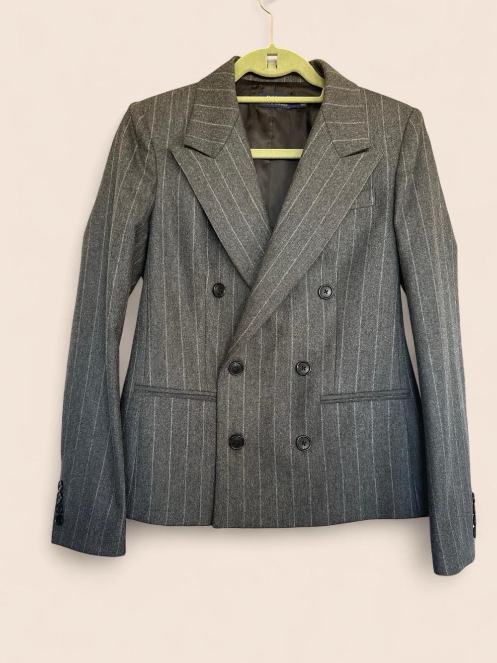 Blue Label Polo Ralph Lauren Wool Cashmere Pinstripe Double-Breasted Blazer